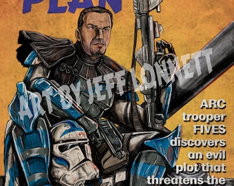 Star Wars clone wars fives arc trooper Pulp Book Cover Satire cover 11x17 glossy cardstock