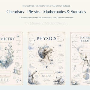 Interactive Study Notebook Bundle | Chemistry, Physics, Maths | 3 Digital Notebooks | Mac & Windows image 1