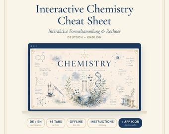 Interactive Chemistry Cheat Sheet | Offline HTML Reference, Calculators & Periodic Table | Mac and Windows Icon