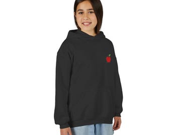 Bestickter Apfel-Baumwollhoodie | Schulanfangshoodie | Unterstützung für Schulsnacks | Schulanfang | PLUS & Co
