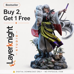 STL Sesshomaru InuYasha Resin Collectible Figure  anime STL file for 3D printing