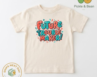 Future Trouble Maker Toddler Shirt - Funny Bubble Letter Graphic Tee for Kids