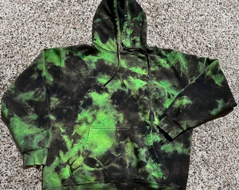 Tie Dye Hoodie ~ green and black sweater ,Tie dye sweatshirt, tie dye pullover , unisex sweater , green and black hoodie , custom Hoodie