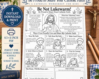 Be Not Lukewarm Worksheet for Kids | Revelation 3:15-16 Bible Verse | Christian Catholic Coloring Activity PDF, CCD Sunday School