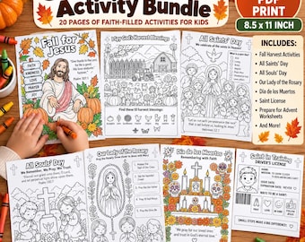 Christian Fall Activity Bundle for Kids | 20 Printable Bible Coloring and Worksheet Pages for Sunday School, Homeschool and Kids Church PDF