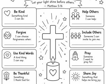 Ways I Shine for Jesus Worksheet, Christian Coloring Page for Kids, Bible Verse Activity, Printable, CCD, VBS, Sunday School