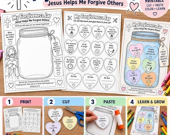 Catholic Forgiveness Activity for Kids | My Forgiveness Jar Cut and Paste Craft | Christian Worksheet | CCD Religious Education Printable