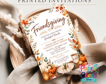 Invitación para Friendsgiving (Acción de Gracias con amigos), invitaciones impresas de 5x7 pulgadas, invitación personalizada con sobres.