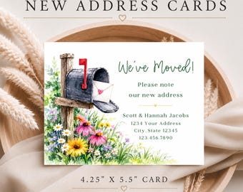 New Address Cards | 4.25" x 5.5" Personalized Moving Announcement | Printed Housewarming Stationery | Envelopes included