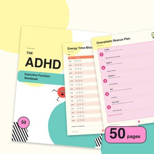 ADHD Executive Function Workbook, 50-Page Planner, Task Breakdown (Digital Download)