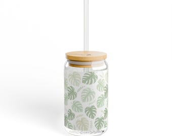 Vaso con diseño de monstera tropical verde / 473 ml