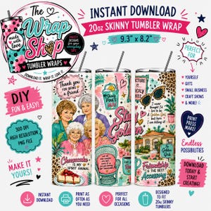 Golden Girls Inspired Tumbler Wrap (Digital Download) – 20oz Skinny Sublimation Design