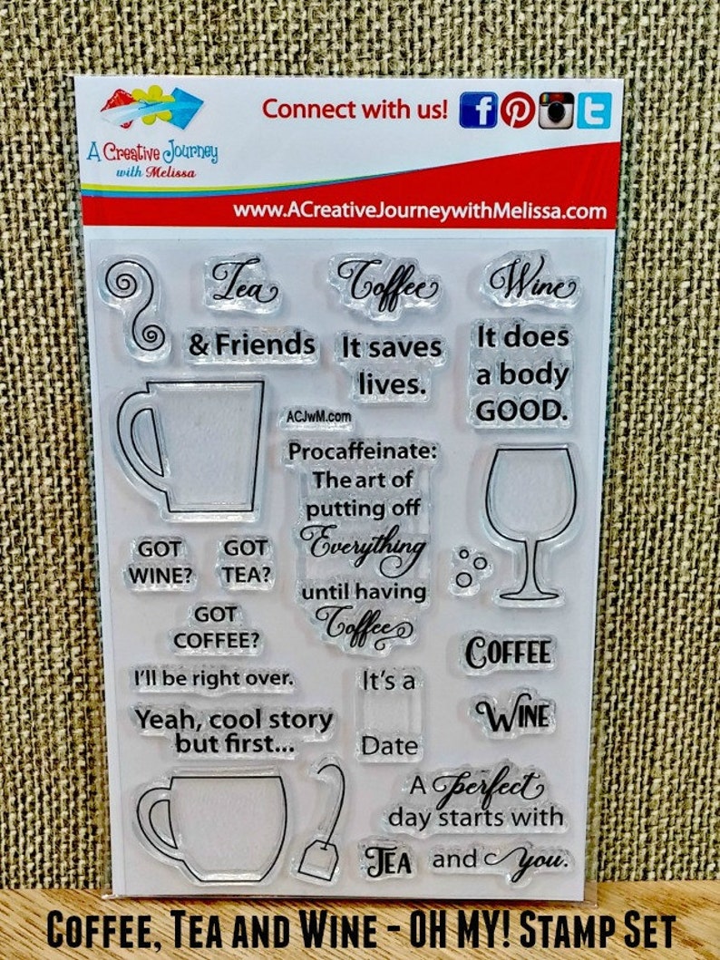 Coffee Stamps Coffee Tea and Wine OHMY Stamp Set for Etsy
