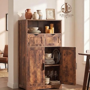 Rustic Wooden Storage Cabinet | Farmhouse Apothecary Cabinet | Narrow Hallway Console Unit