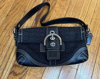 Vintage COACH Y2K Soho Jacquard Signature Logo Canvas & Brown