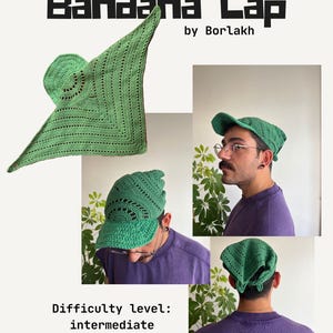 Crochet Bandana Cap Pattern | Intermediate PDF Crochet Instructions (Borlakh Crafts)