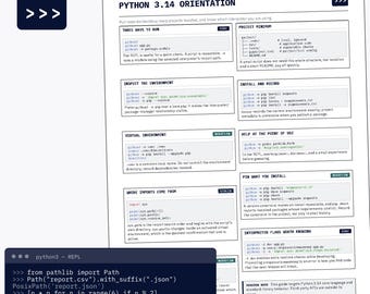 Python 3.14 Veldhandleiding, afdrukbare programmeerreferentie (PDF)