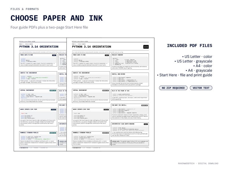 Python 3.14 Field Guide, Printable Programming Reference PDF image 5