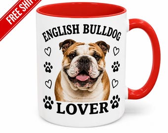 English Bulldog Lover Accent Coffee Mug | Dog Paw Heart Pet Breed Mug