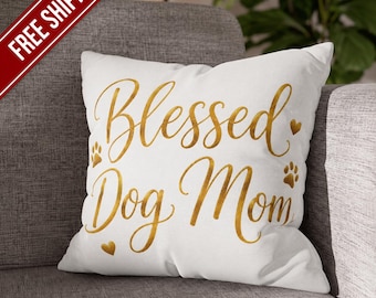 Örngott i välsignad hund, mamma | Fyrkantigt örngott i spunnen polyester