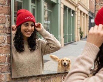 Dog Mom beanie | Knit Embroidered Winter Hat