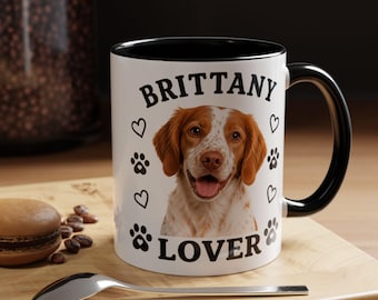 Brittany Dog Lover Mug | 11oz or 15oz Ceramic Coffee Cup | Bird Dog Owner Gift