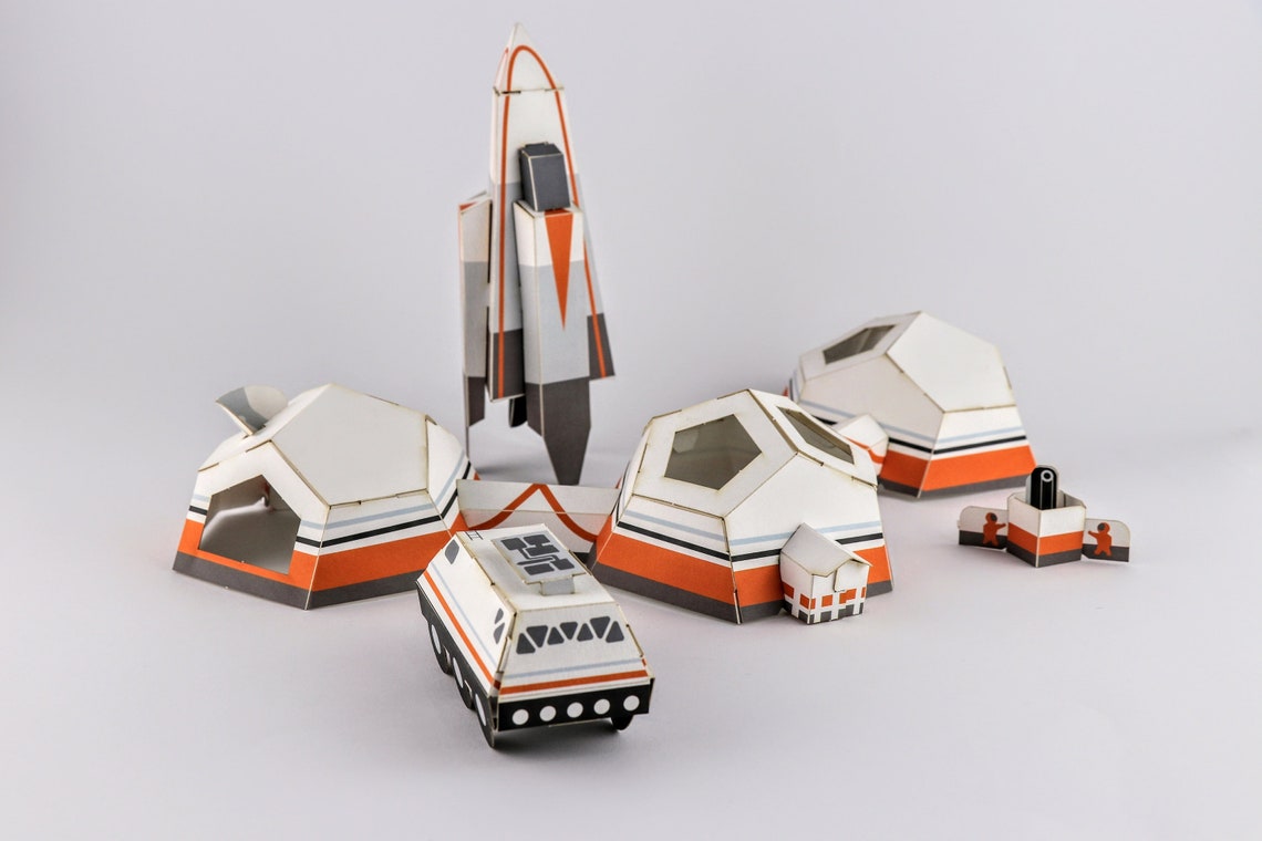 Mars Base Papercraft Model Kit Etsy