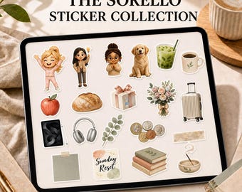 Colección de pegatinas Sorello / 872 pegatinas digitales premium para agendas / Pegatinas PNG transparentes para Goodnotes, Notability y iPad