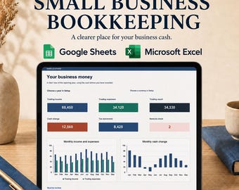 Hoja de cálculo de contabilidad para pequeñas empresas, registro de ingresos y gastos para Excel y Google Sheets