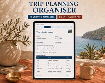 Organizador de viajes en PDF / Planificador de viajes, itinerario y presupuesto imprimibles / Ediciones en formato A4, Carta estadounidense y Tablet