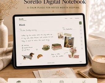 Cuaderno digital para iPad / Diario de notas en PDF con hipervínculos / Cuaderno de 84 páginas sin fecha / 6 ediciones + 84 pegatinas PNG