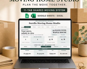 Planificador de mudanzas para parejas - Hoja de cálculo para Google Sheets, Excel y paquete imprimible