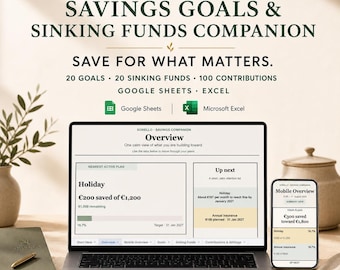 Hoja de cálculo para objetivos de ahorro y fondos de reserva / Hojas de cálculo de Google + Seguimiento de ahorros en Excel