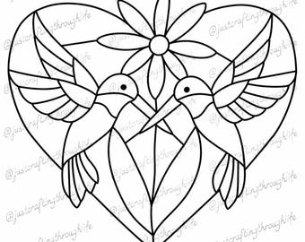 Hummingbird Stained Glass Pattern   PDF