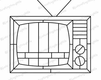 Retro News Break Tv Stained Glass Pattern