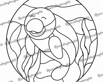Sleepy Manatee Stained Glass Pattern