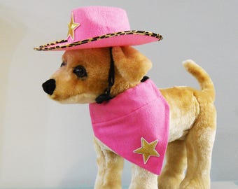 Cowgirl Dog Costume Hat and Bandana