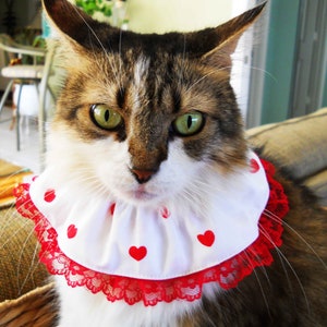 Ruffled Heart Collar Ruffled Small Dog or Cat Optional Lace Trim afbeelding 3