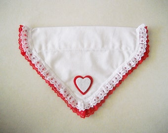 Pet Bandana Medium Valentine Hearts and Lace  Slide on the Collar