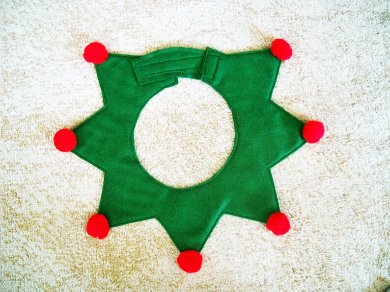 Elf Collar for Large Dog Green and Red with Optional Jingle Bells Christmas Collar image 7