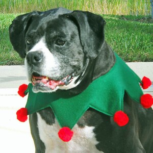 Elf Collar for Large Dog Green and Red with Optional Jingle Bells Christmas Collar image 3