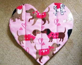 Dog Blanket  Heart Shaped Pink 20" by 20" Dachshunds