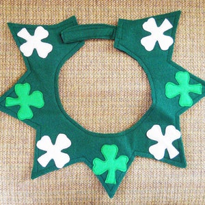 St. Patrick's Day Collar for Large Dog Green With Shamrocks image 2