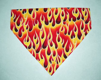 Pet Bandana Flames Red Orange Yellow Size Large