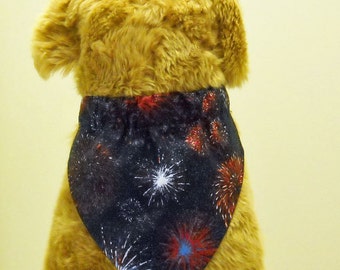 Pet Bandana Fireworks Fourth of July Red White Blue Large