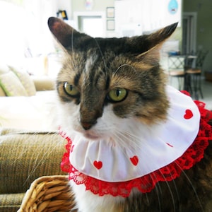 Ruffled Heart Collar Ruffled Small Dog or Cat Optional Lace Trim afbeelding 1