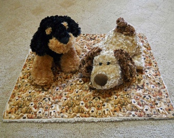 Dog Blanket  Small Cotton and Soft Sherpa for Furniture or Bed Optional Personalization Includes Free Toy