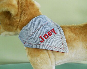 Denim Bandana Personalized For Small Dog