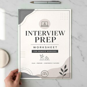 Interview Prep Worksheet Printable for Remote Workers, Job Interview Template, Printable Organizer, Digital Download, Interview Preparation
