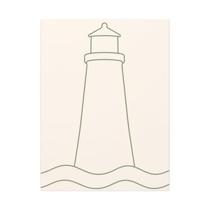 Minimalist Lighthouse Line Art Canvas, Sage Green Coastal Print, Japandi Beach House Decor image 5